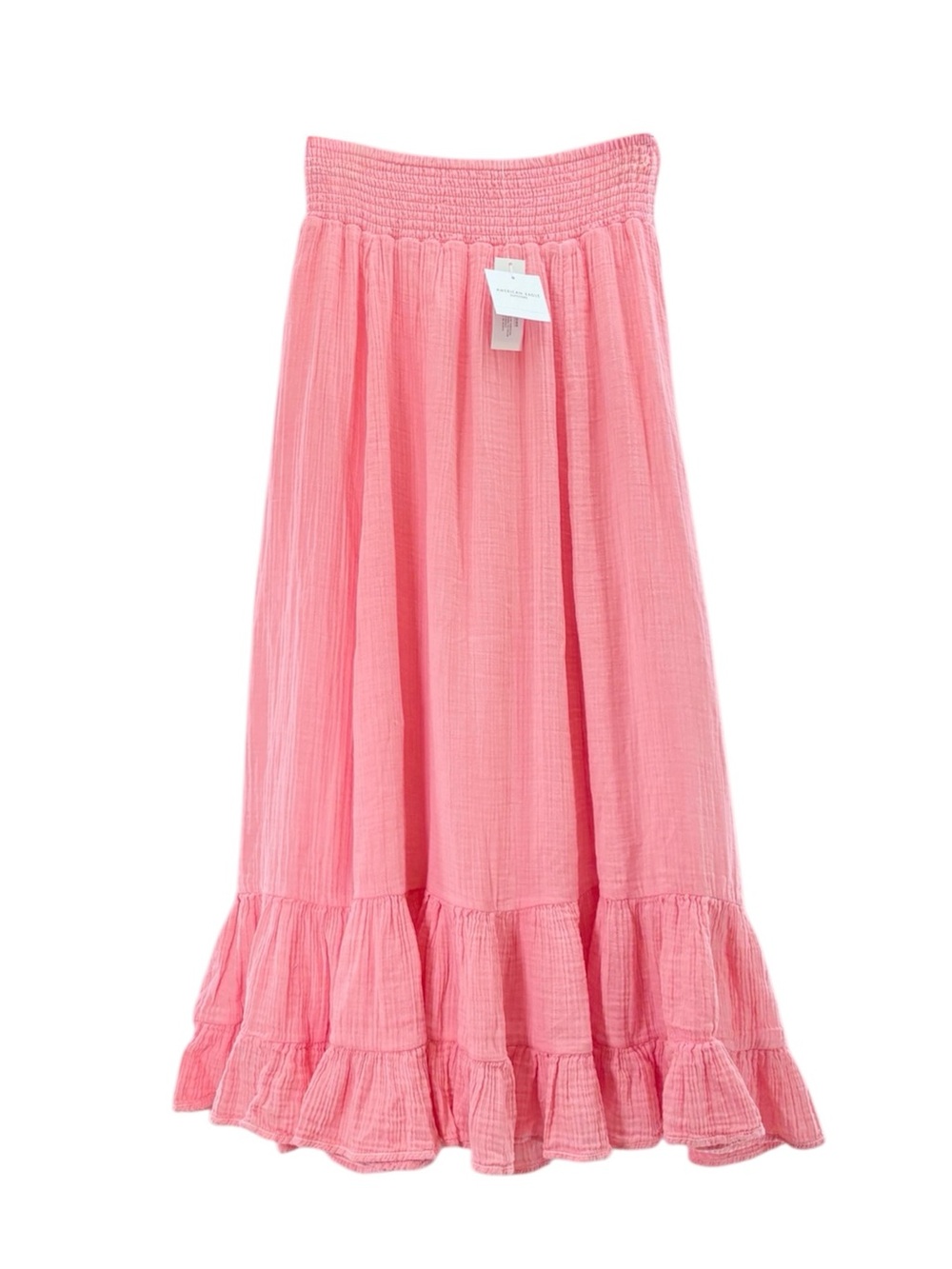 NEW American Eagle Outfitters Coral Gauzy Tiered Prairie Maxi Skirt Size XS